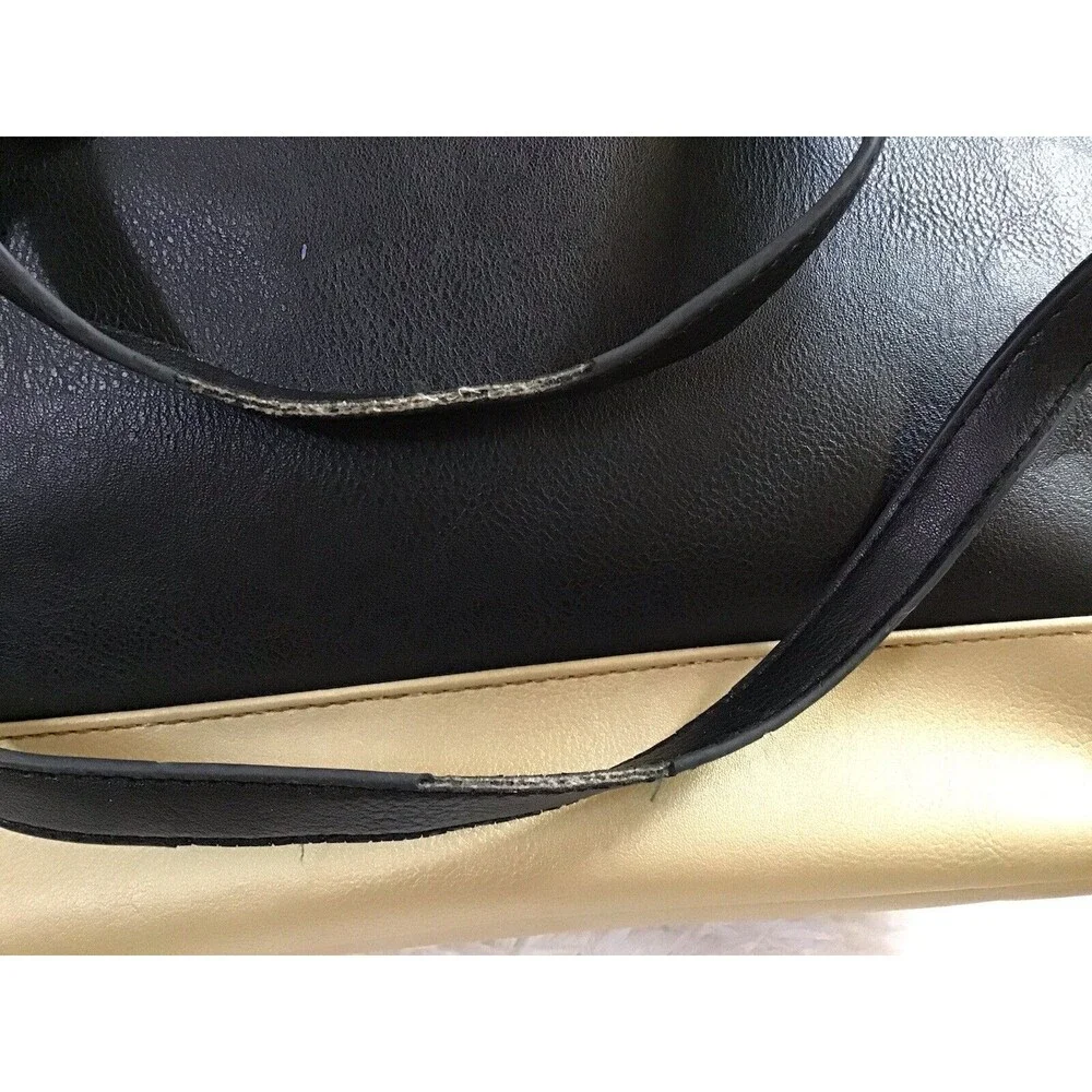 Kenneth Cole Reaction Tote Black Gold Color Block Medium Classic Preppy - Picture 6 of 10